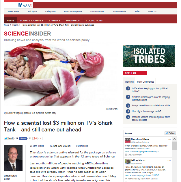 SynDaver featured in Science Magazine – Science Insider